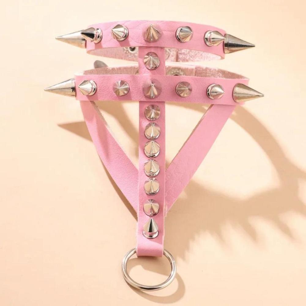 Punk Rivet Style Bracelet In Pink - Picture 4 of 6